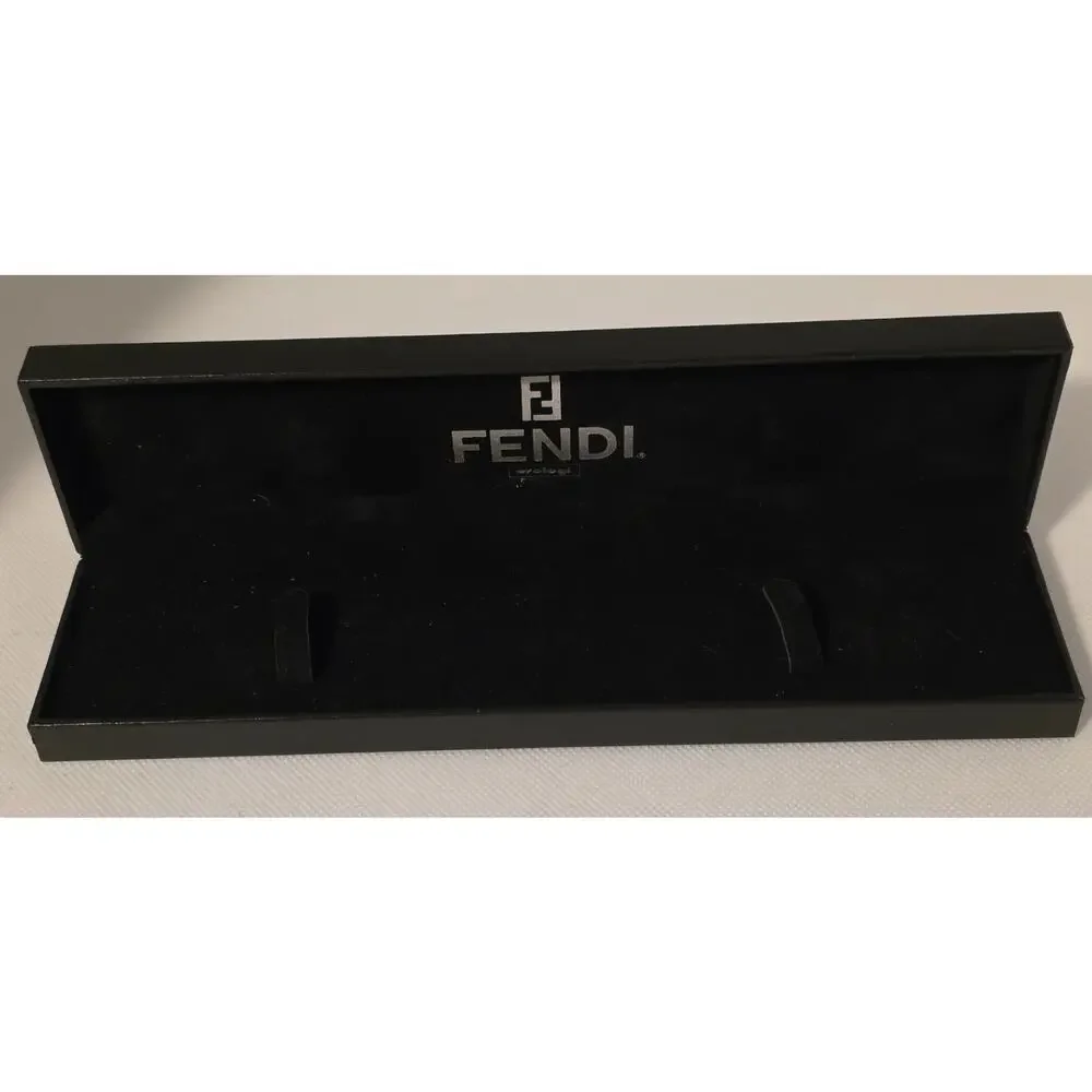 Fendi Watch Box-Empty-Black-Embossed Fendi on Top-Black Interior - Picture 5 of 6